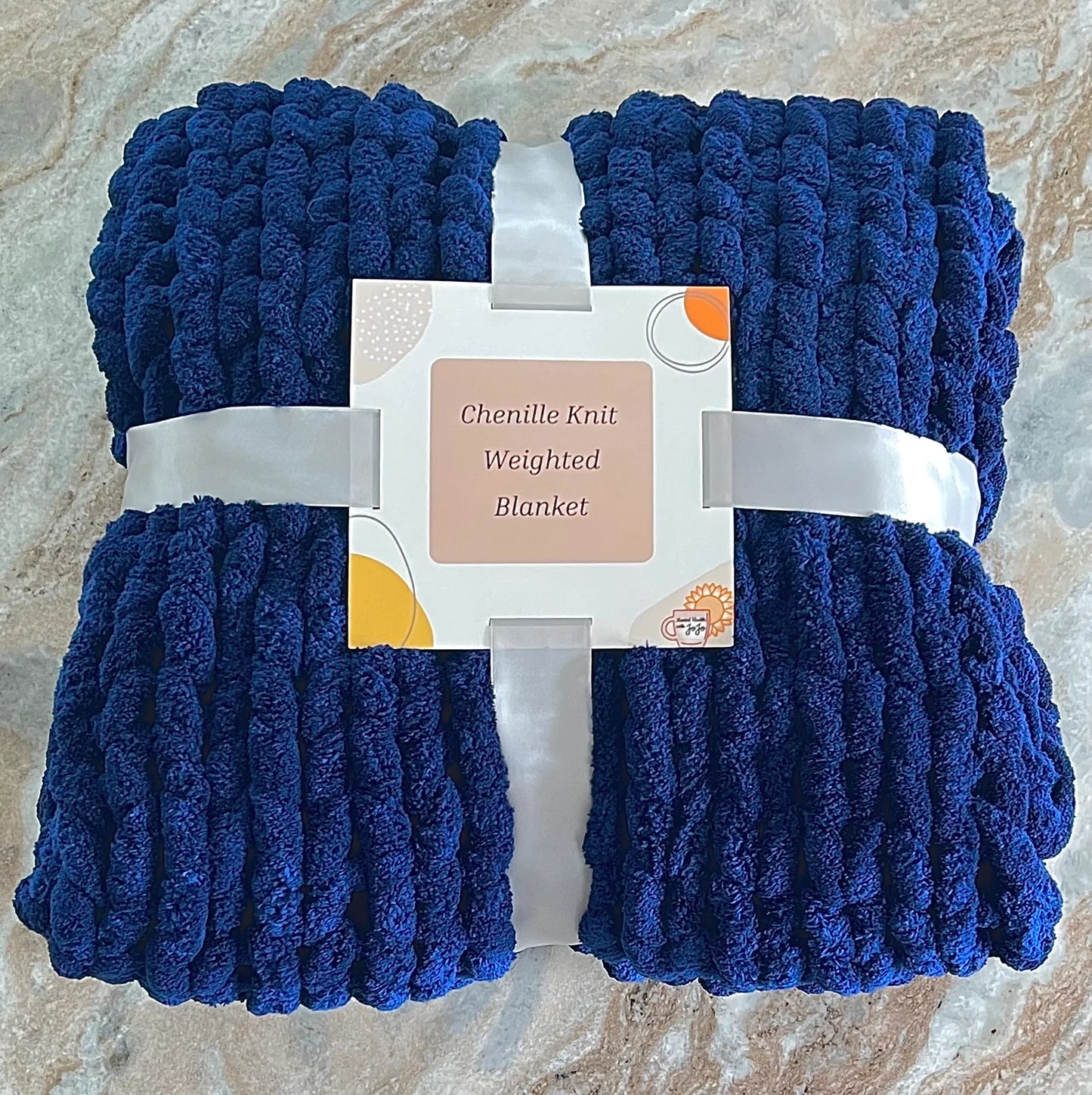 Navy Chenille Knit Weighted Blanket